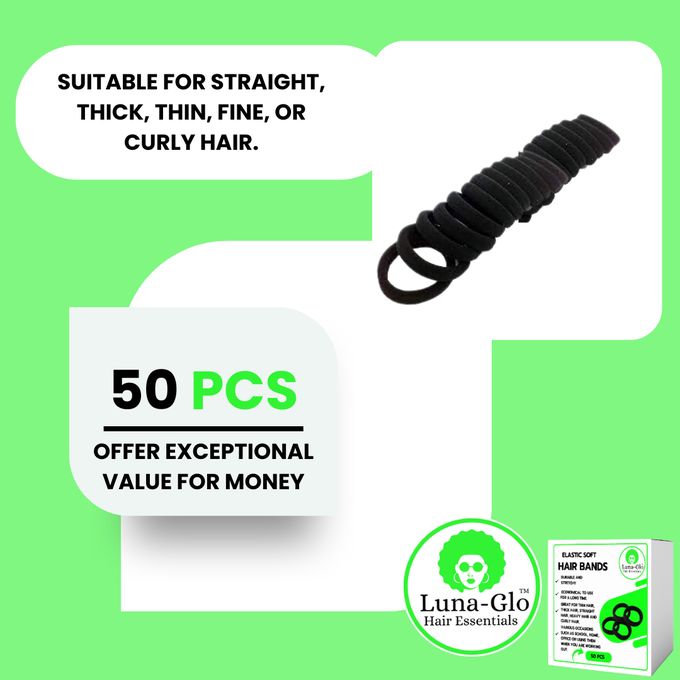 Luna-Glo Elastics Hair Ties – 50 pcs