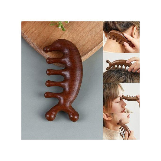 Body Meridian Massage Comb – Natural Sandalwood with 5 Wide Teeth
