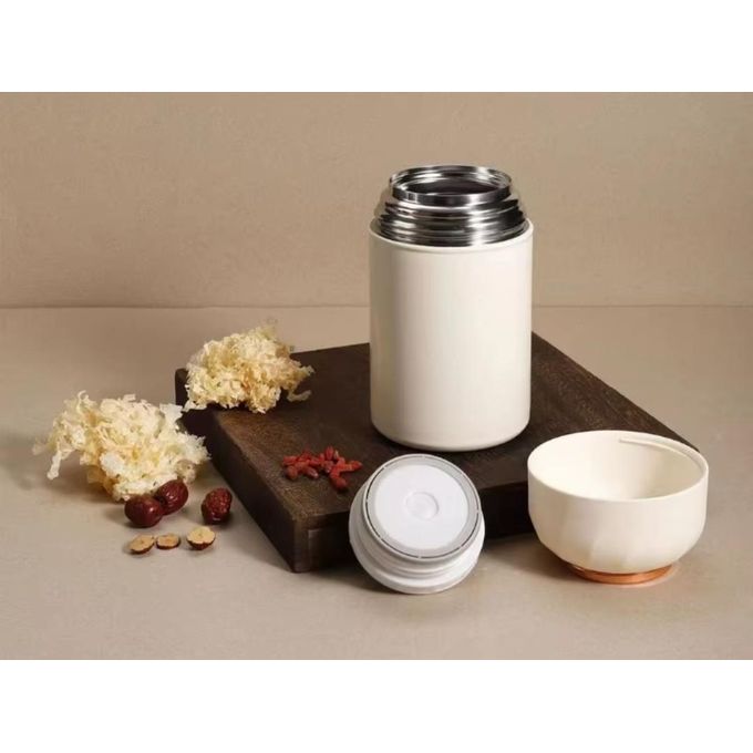 Stainless Steel Food Flask with Foldable Spoon – Hot & Cold Insulated Thermos (1050ml)
