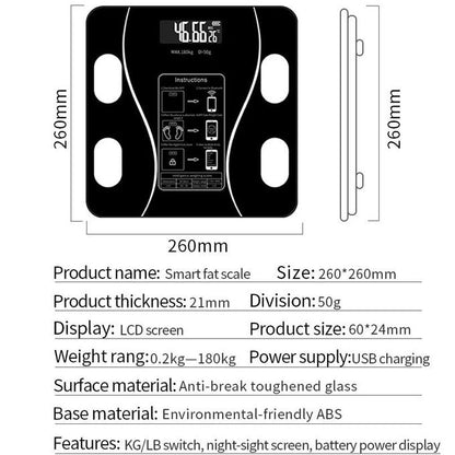 Smart Digital Weight Scale – Bluetooth Body Fat Scale with USB Charging