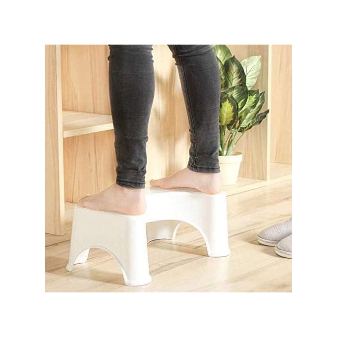 Comfortable Non-Slip Squatting Toilet Bathroom Seat Foot Rest Stool – White