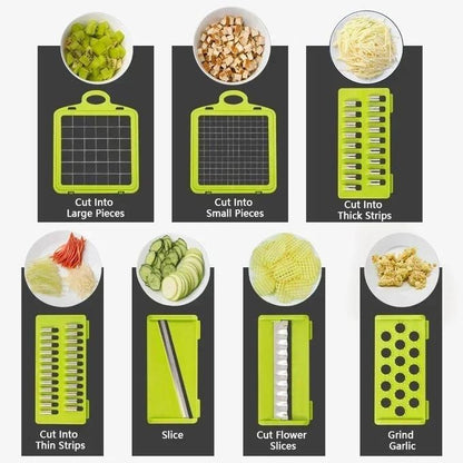 14 in 1 Professional Mandoline Slicer – Multifunctional Food Chopper Cutter with 6 Blades & Filter Basket