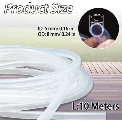 10 Metres (8mm) Silicone Air Hose – Soft Elastic Rubber Tube for Aquariums & Multipurpose Use