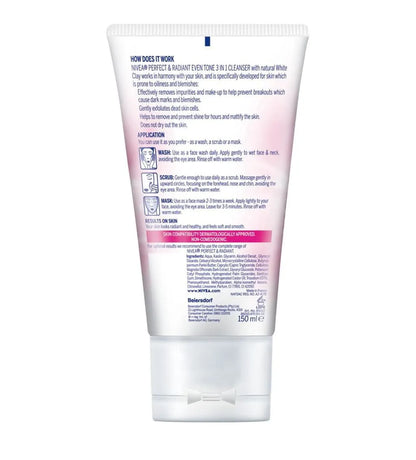 NIVEA Perfect & Radiant 3-in-1 Cleanser – Cleanse, Exfoliate & Mask