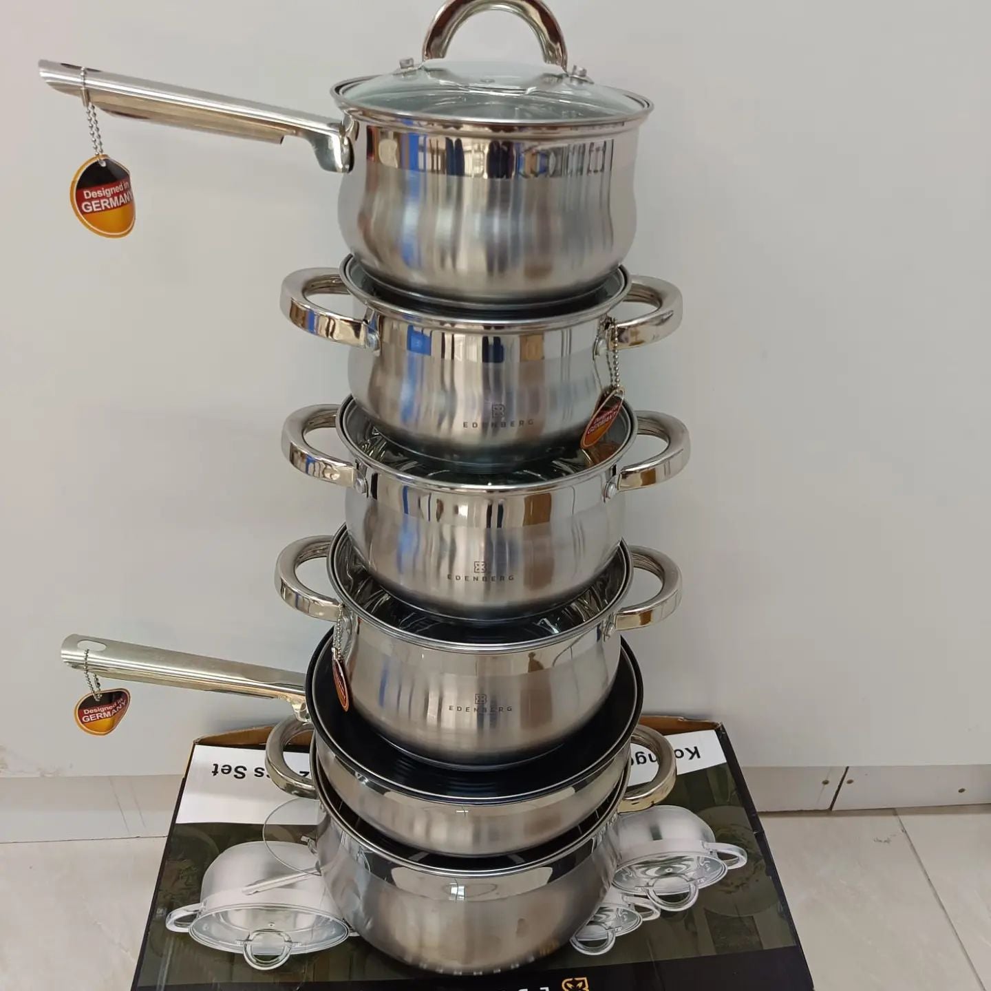 12pcs edenberg stainless Steel cookware set