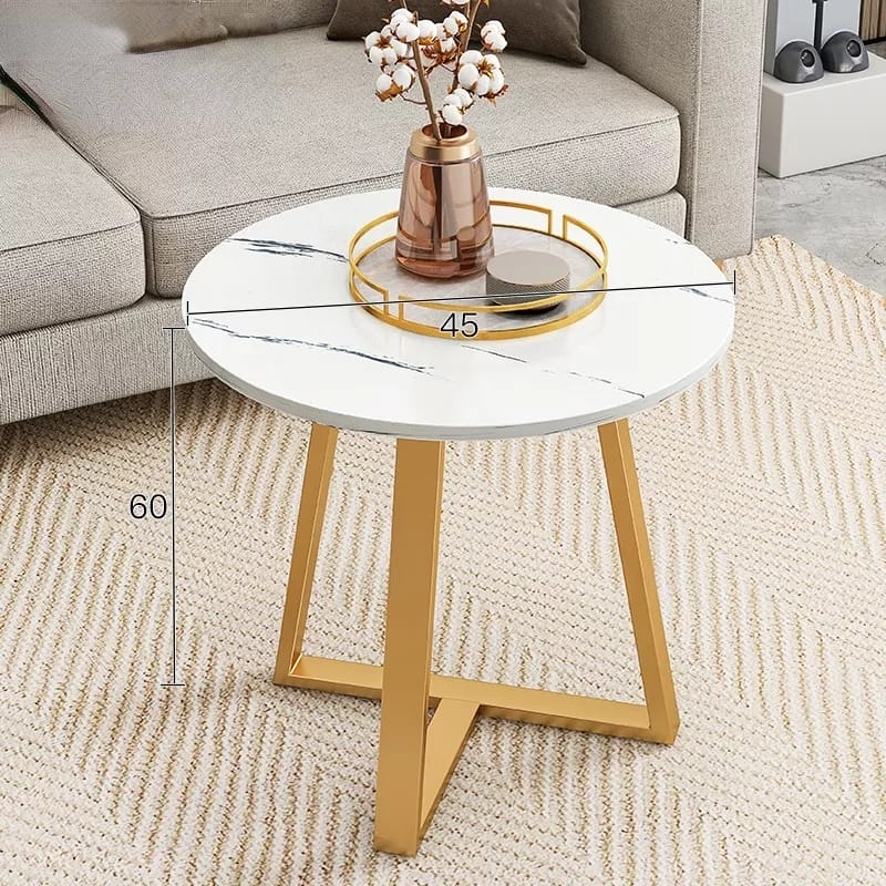 Marble effect round side table