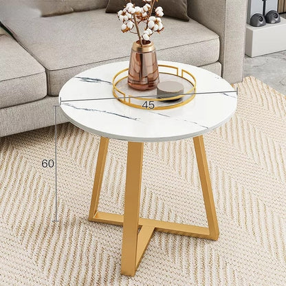 Marble effect round side table