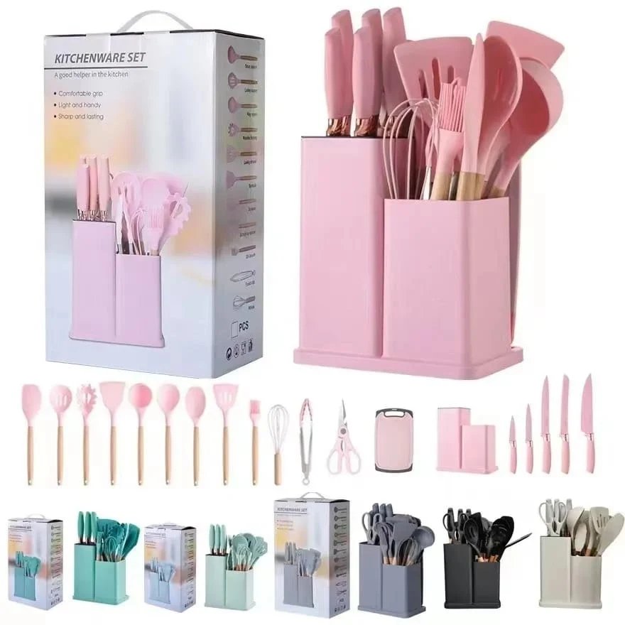 19pc silicone cooking tool set