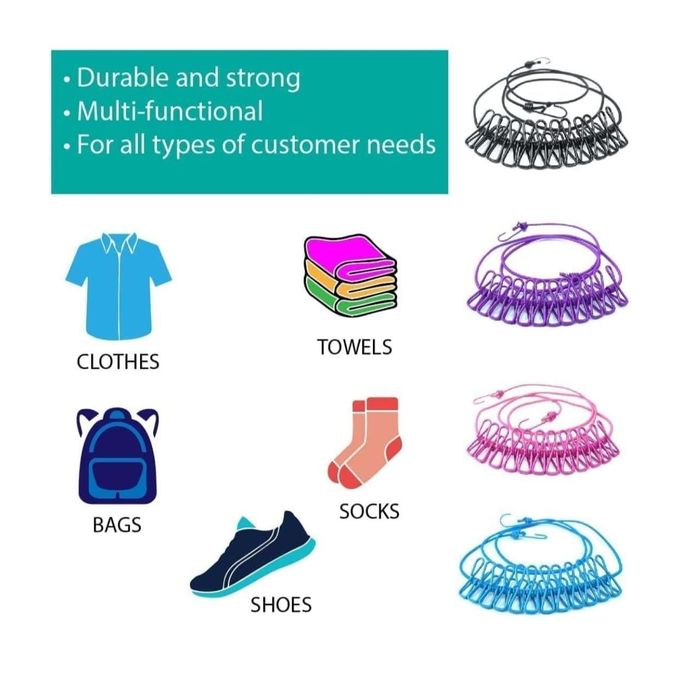 12 Clips Hanging Clothes Hooks