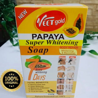 VEET GOLD Papaya Super Whitening Body Soap.