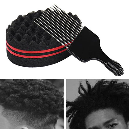 Unisex Double Sided Barber Sponge Hair Brush For Twists Small Hole