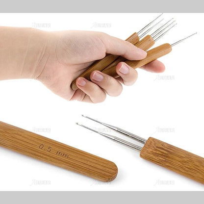 Wooden Hook Crochet Dreadlock Hair Needle – 1/2/3 Head Options