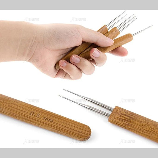 Wooden Hook Crochet Dreadlock Hair Needle – 1/2/3 Head Options