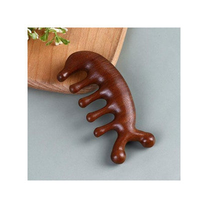 Body Meridian Massage Comb – Natural Sandalwood with 5 Wide Teeth
