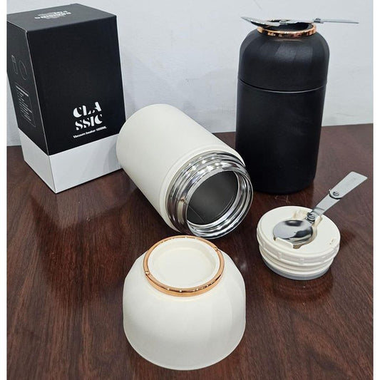 Stainless Steel Food Flask with Foldable Spoon – Hot & Cold Insulated Thermos (1050ml)