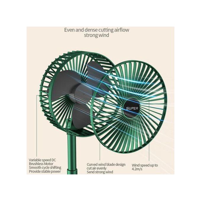 Retractable Floor Standing Fan – Green