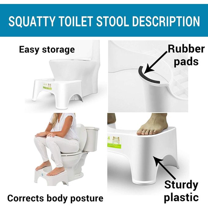 Comfortable Non-Slip Squatting Toilet Bathroom Seat Foot Rest Stool – White