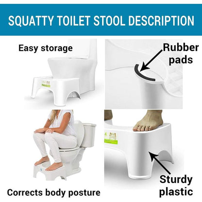 Comfortable Non-Slip Squatting Toilet Bathroom Seat Foot Rest Stool – White