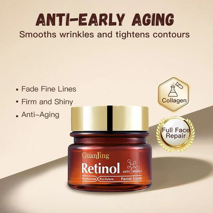 Guanjing Retinol Cream | Anti Aging, Targets Discoloration, Wrinkles, Sun Damage, Creepy, & Sagging Skin