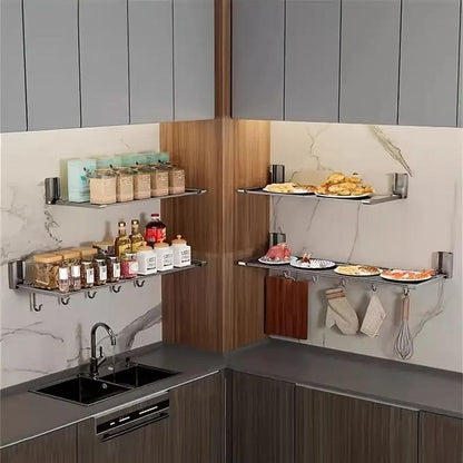 1pcs Punch-Free Wall-Mounted Folding Kitchen Rack
