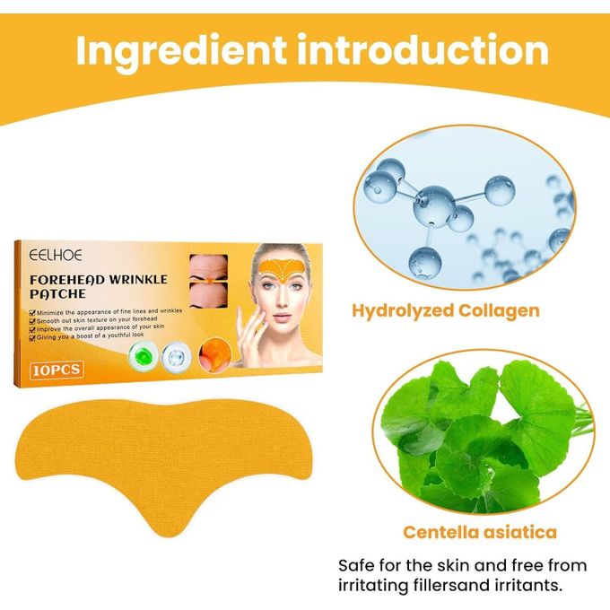 Eelhoe Forehead Wrinkle Patches with Hydrolyzed Collagen – 10PCS