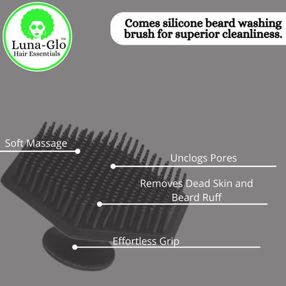 Luna-Glo Beard Oil & Balm Set – With Beard Silicone Brush