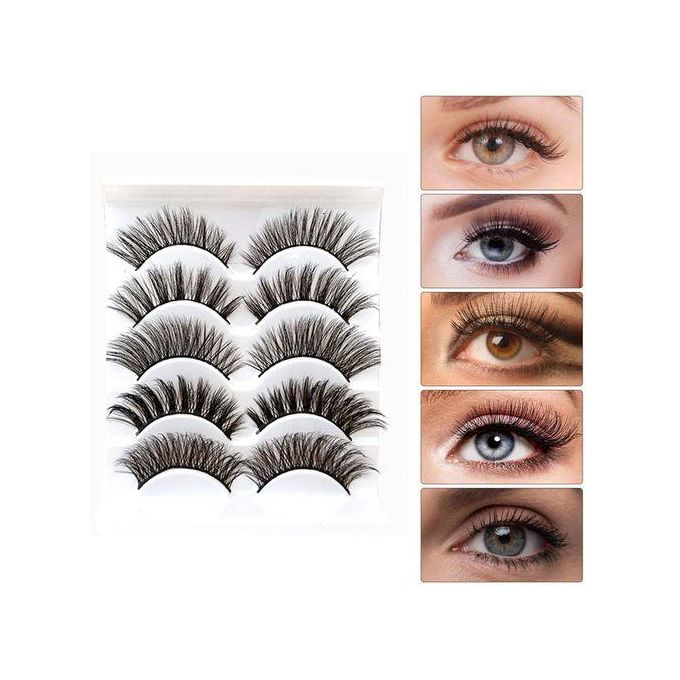 Beauty 5 Pairs False Eyelashes – Synthetic Fiber