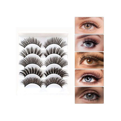 Beauty 5 Pairs False Eyelashes – Synthetic Fiber
