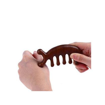 Body Meridian Massage Comb – Natural Sandalwood with 5 Wide Teeth