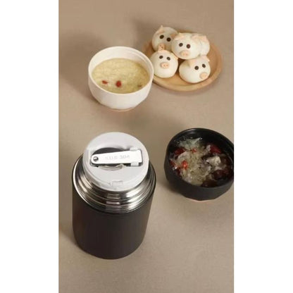 Stainless Steel Food Flask with Foldable Spoon – Hot & Cold Insulated Thermos (1050ml)