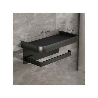 KnMn Metal Toilet Paper Holder with Shelf – Black
