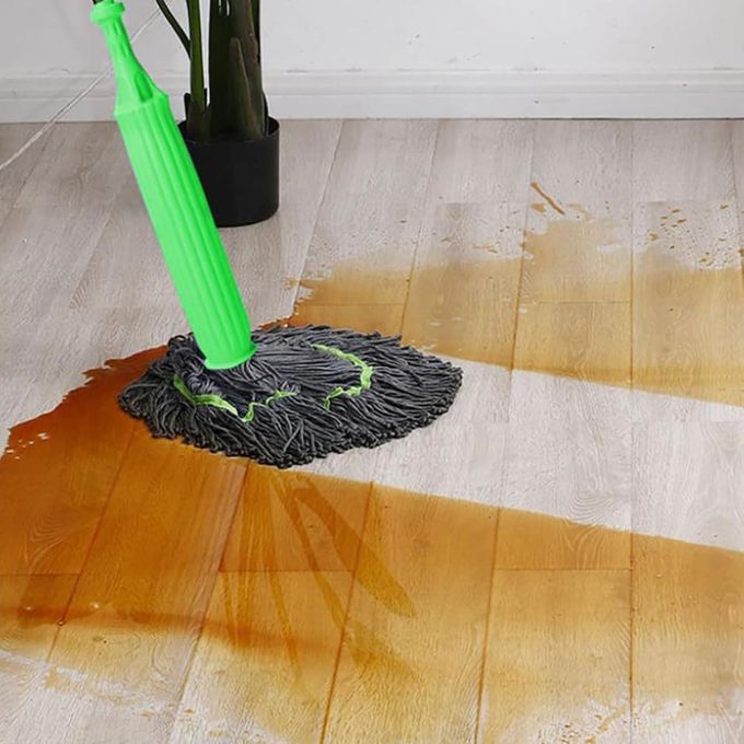 2 in 1 Self-Wringing Dehydrated Mop with Microfiber Strands for Floor Cleaning