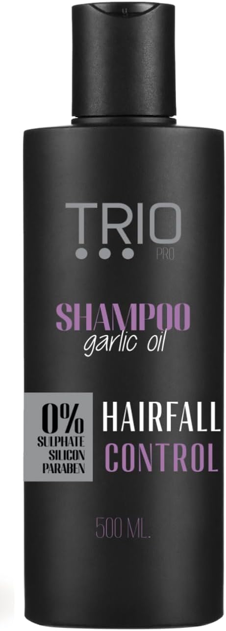 TRIO PRO Shampoo - Free from Sulfates, Silicones, and Parabens with Garlic Oil for Anti-Hair Fall