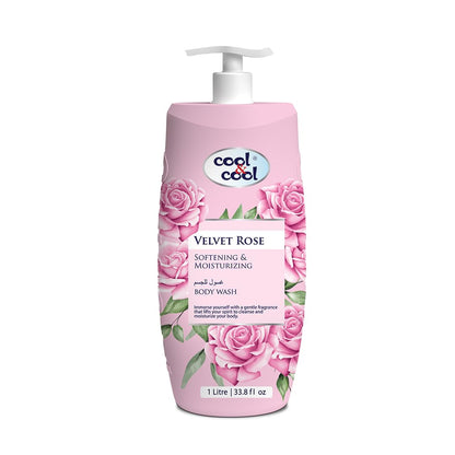 Cool & Cool Body Wash Velvet Rose 1 Liter - Anti-Bacterial,Skin-Softening & Moisturizing Liquid