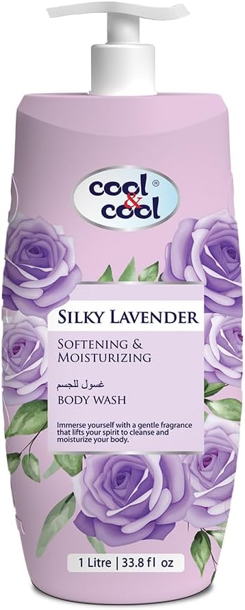 Cool & Cool Body Wash Silky Lavender 1 Liter - Anti-Bacterial,Skin-Softening & Moisturizing Liquid