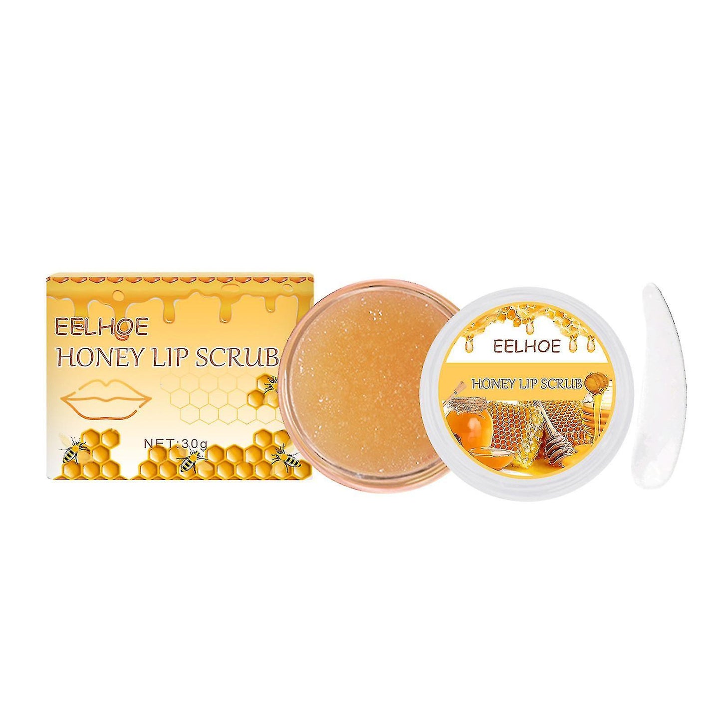 EELHOE Honey Lip Scrub Exfoliator & Moisturizer with Lip Brush