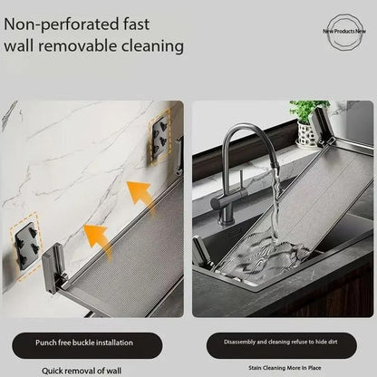 1pcs Punch-Free Wall-Mounted Folding Kitchen Rack