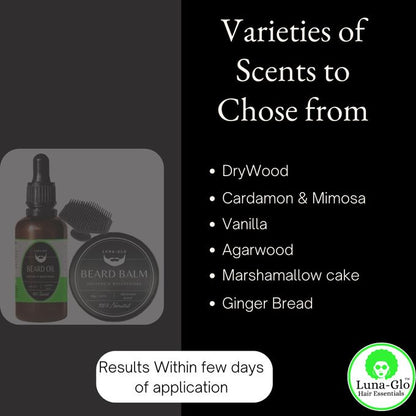 Luna-Glo Beard Oil & Balm Set – With Beard Silicone Brush