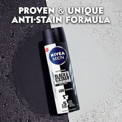 NIVEA MEN Black & White Original Anti-Perspirant Spray – 48h Protection