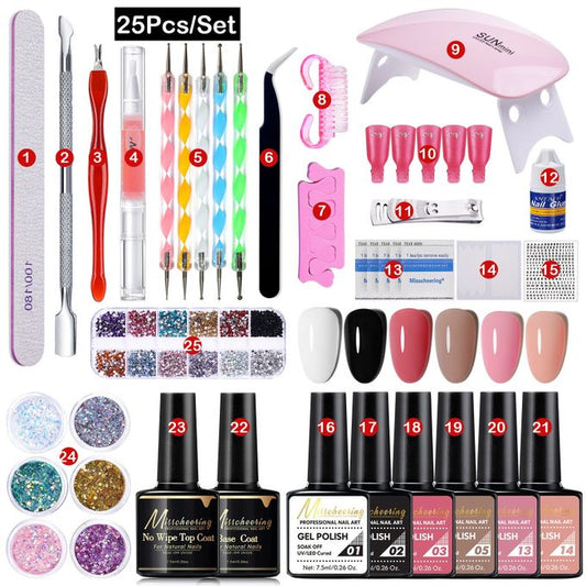25pcs Nail Gel Lamp Manicure Tools Kit