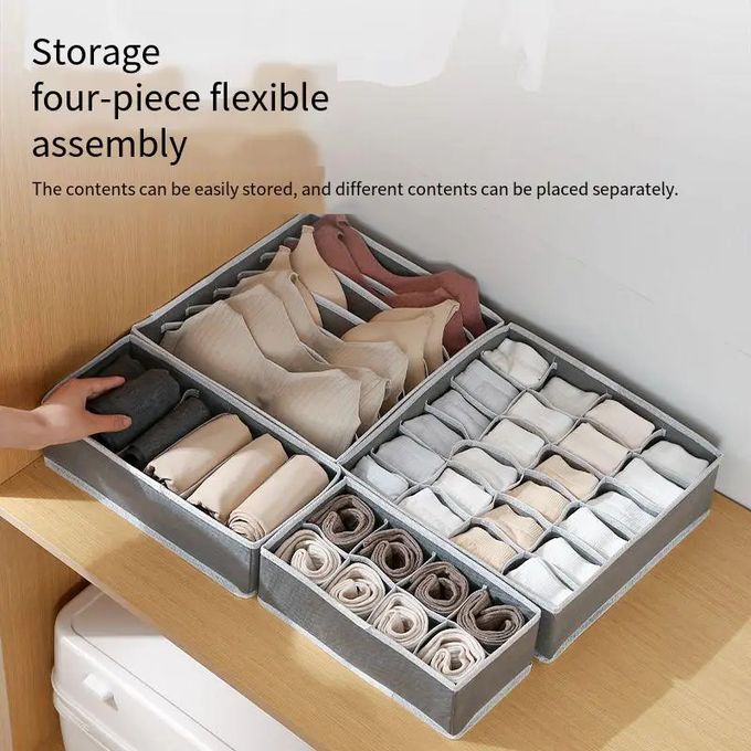4PCS Drawer Organizer Set – Neat Storage for Socks, Underwear & Bras
