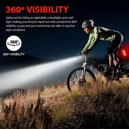 Bike Headlight & Taillight Night Riding Safety Set – USB Rechargeable