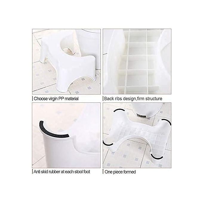 Comfortable Non-Slip Squatting Toilet Bathroom Seat Foot Rest Stool – White