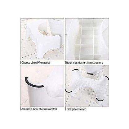 Comfortable Non-Slip Squatting Toilet Bathroom Seat Foot Rest Stool – White