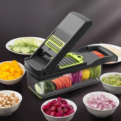 14 in 1 Professional Mandoline Slicer – Multifunctional Food Chopper Cutter with 6 Blades & Filter Basket