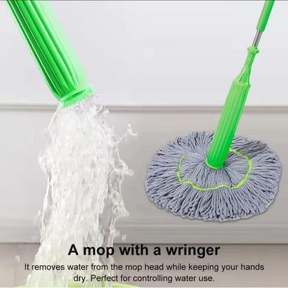 2 in 1 Self-Wringing Dehydrated Mop with Microfiber Strands for Floor Cleaning