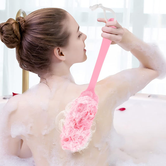 Bath & More Loofah Sponge with Long Handle Bath Shower Scrub