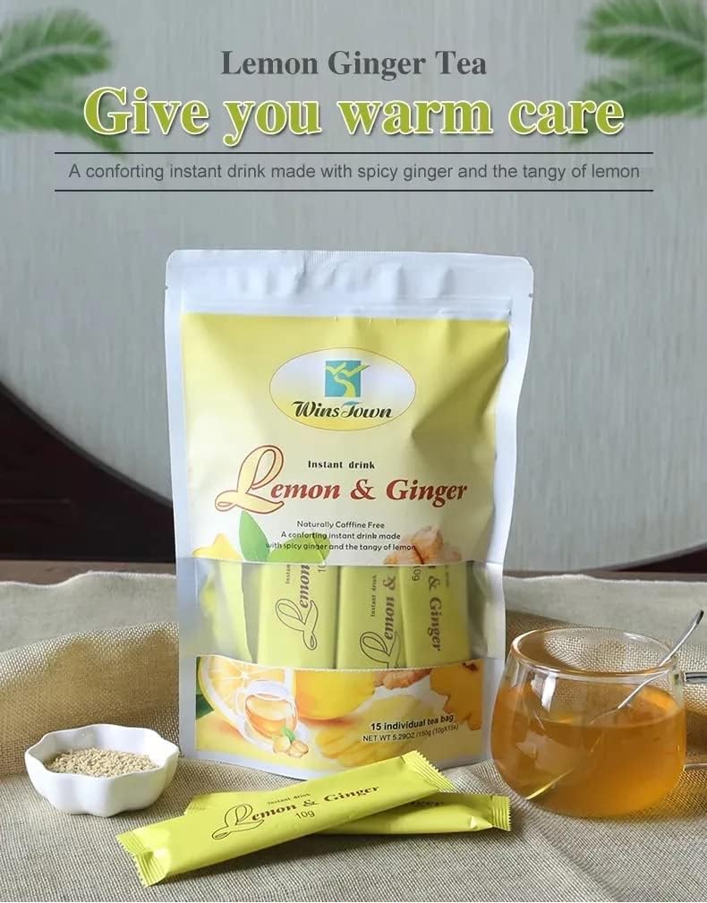 Wins Town Lemon & Ginger Tea – 15 Sachets (150 g)