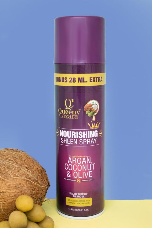 Queeny Cazara Nourishing Sheen Spray – Argan, Coconut & Olive (500ml)