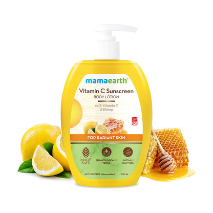 Mamaearth Vitamin C Sunscreen Body Lotion SPF 30 with Vitamin C & Honey for Radiant Skin (300ml)